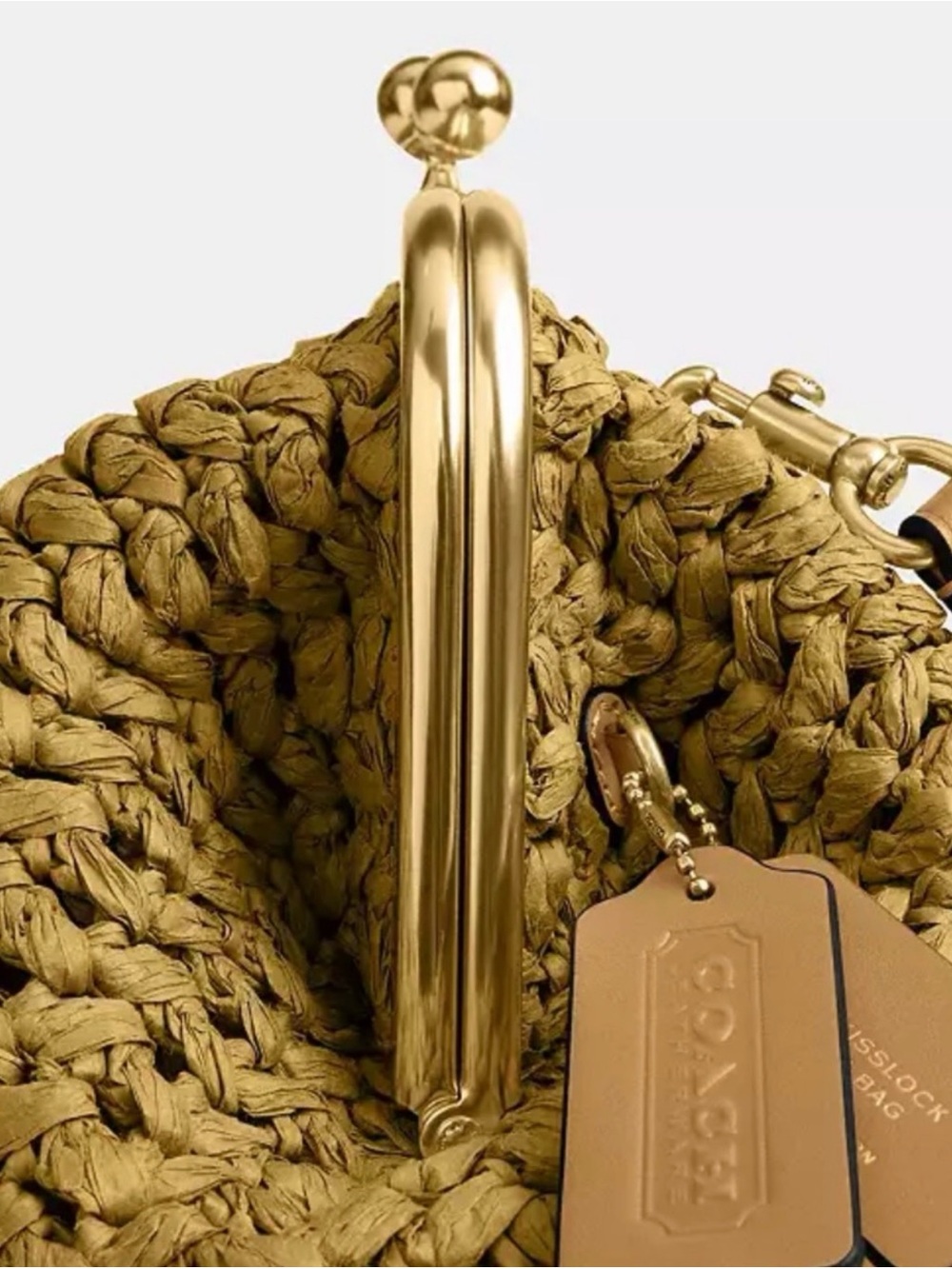 NWT Coach KISS LOCK Frame Bag 27 “Cashin Carry” Beautiful & Neutral Deep Mustard - Picture 3 of 12